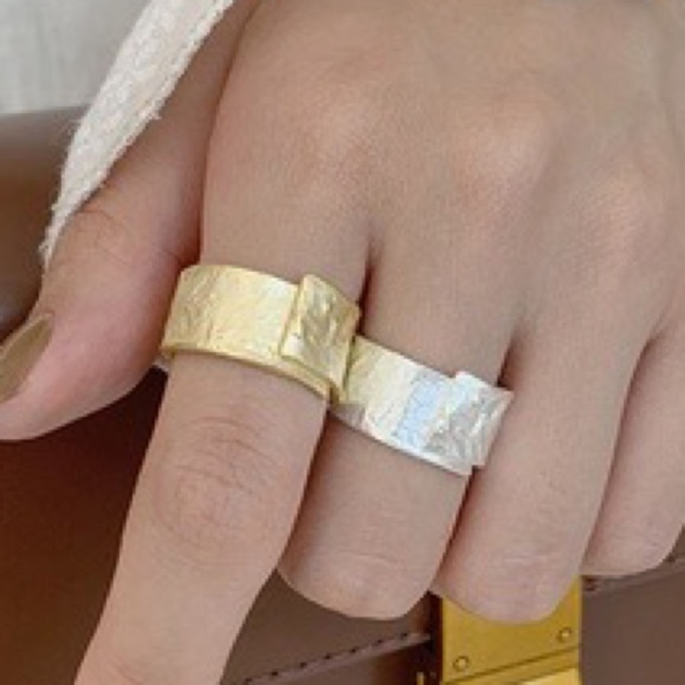 925 Sterling Silver Rock Pattern Open Ring